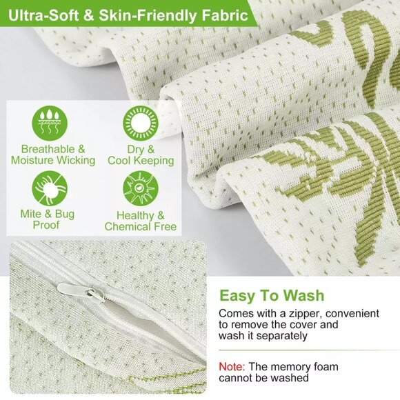 Bamboo Sleeping Orthopedic Memory Foam Pillow Contour Cervical Neck Support NWOT - Picture 3 of 6